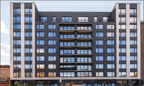 elevation of a large office building with many windows